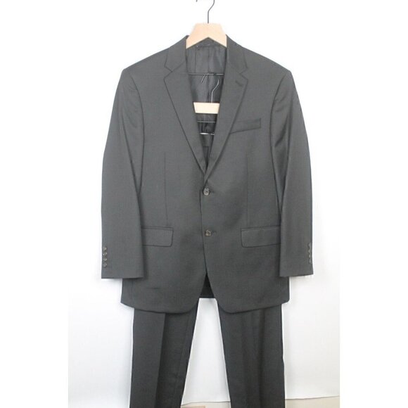 Ralph Lauren Mens 38S Black Stripe Soft Wool 2 Piece Suit With Dress Pants 29x27